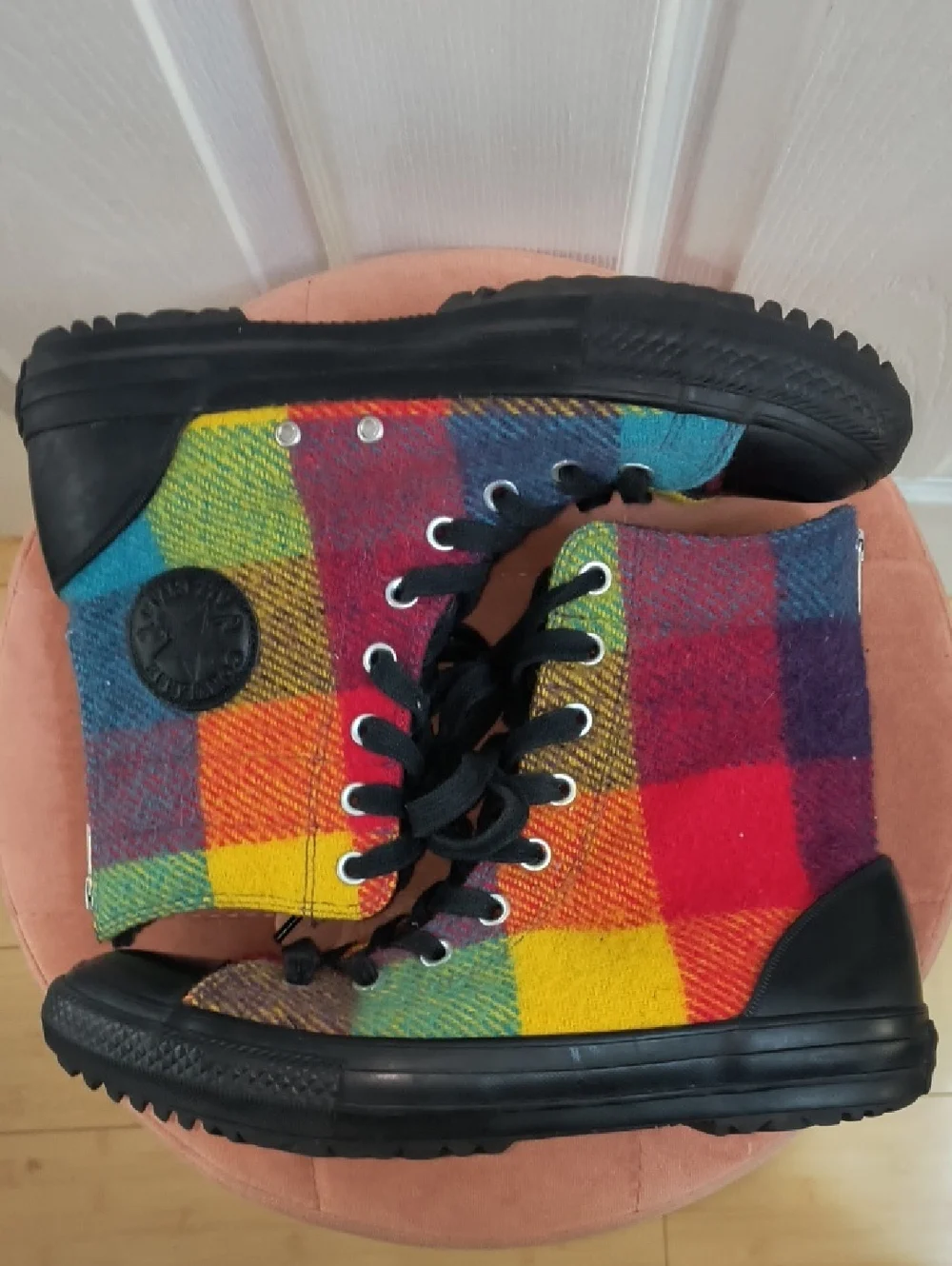 Converse Plaid High-Top Sneakers in Multicolor - Picture 4 of 9
